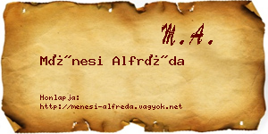 Ménesi Alfréda névjegykártya